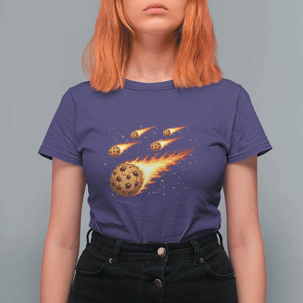 Cookie Meteor Shower T Shirt For Women Funny Space Dessert