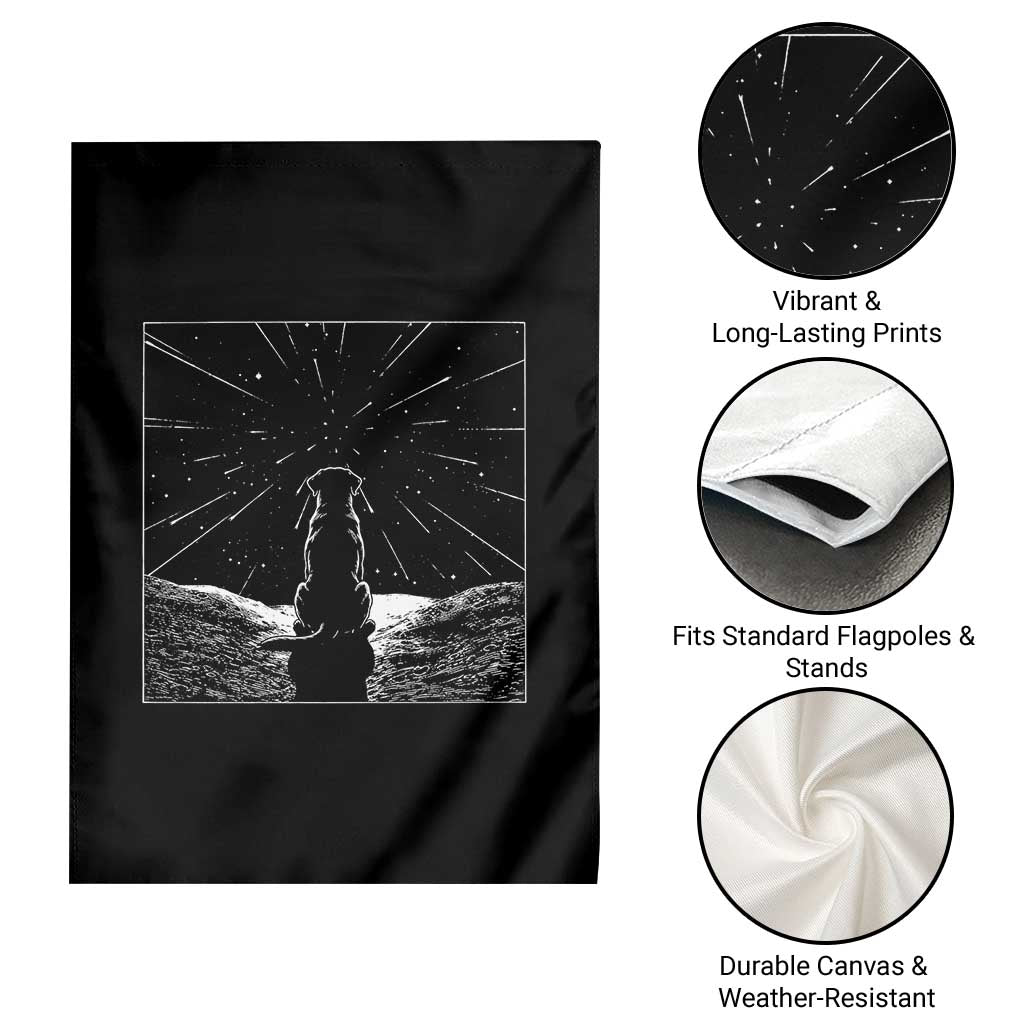 Meteor Shower Science Gift Garden Flag Dog Watching Stars