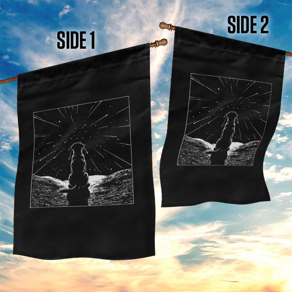 Meteor Shower Science Gift Garden Flag Dog Watching Stars