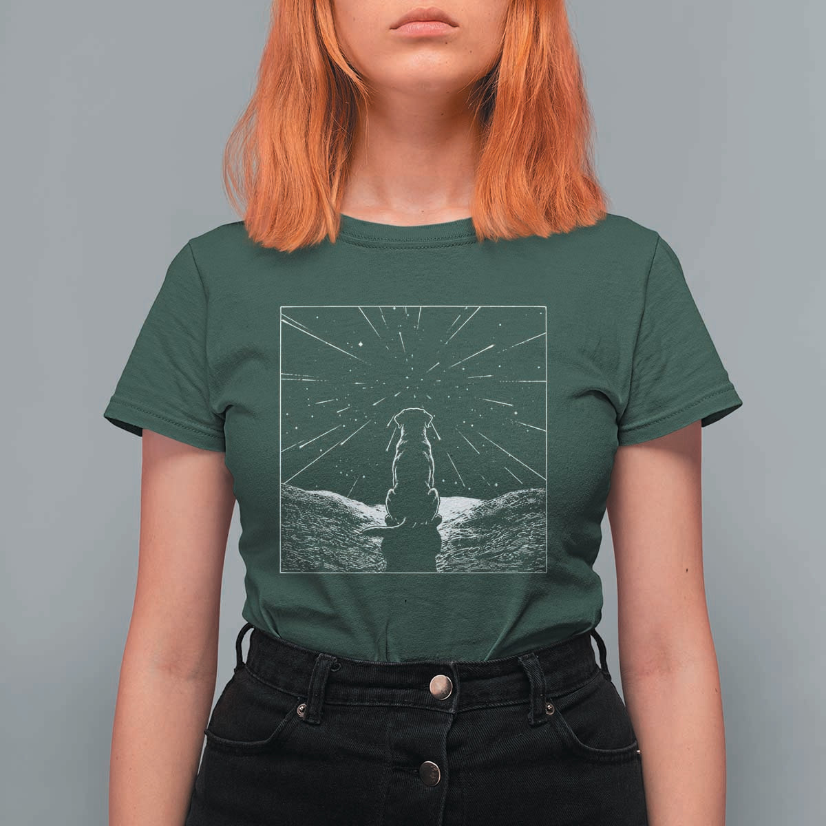 Meteor Shower Science Gift T Shirt For Women Dog Watching Stars