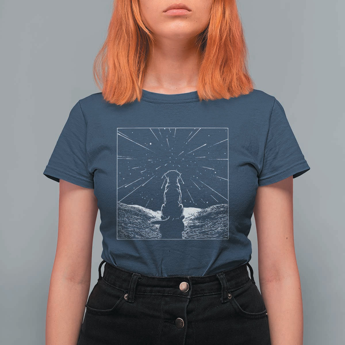 Meteor Shower Science Gift T Shirt For Women Dog Watching Stars