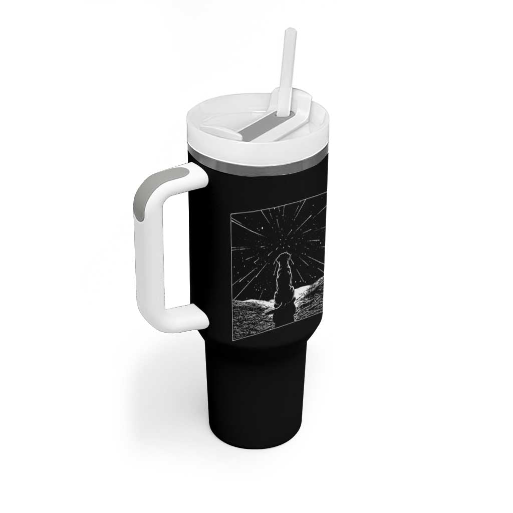 Meteor Shower Science Gift Tumbler With Handle Dog Watching Stars
