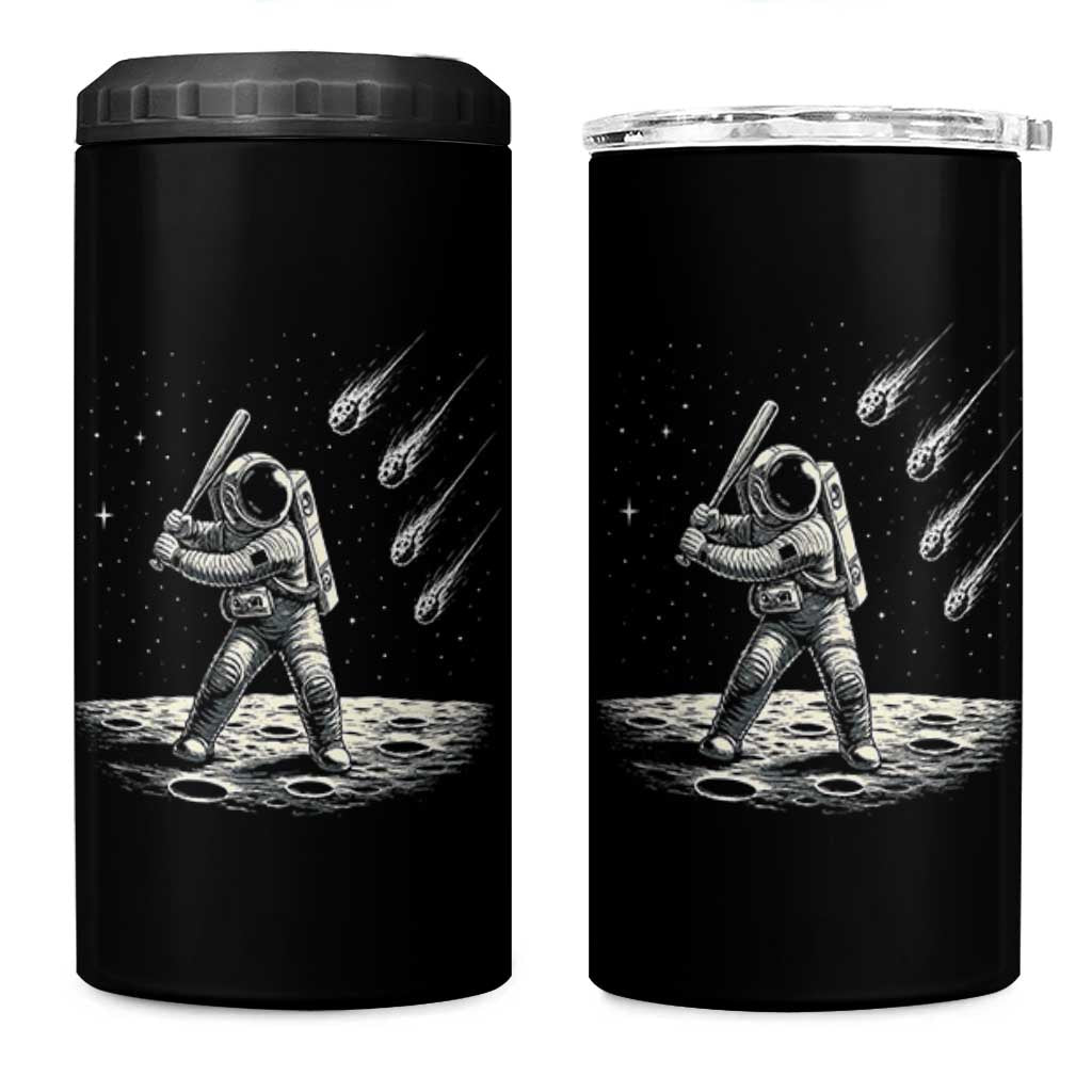 Funny Astronaut Smashing Meteors In Space 4 in 1 Can Cooler Tumbler Astronomy Lover Gift