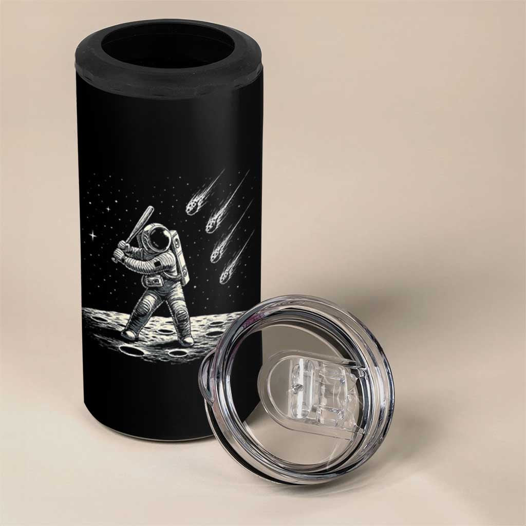Funny Astronaut Smashing Meteors In Space 4 in 1 Can Cooler Tumbler Astronomy Lover Gift