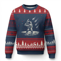 Funny Astronaut Smashing Meteors In Space Ugly Christmas Sweater Astronomy Lover Gift