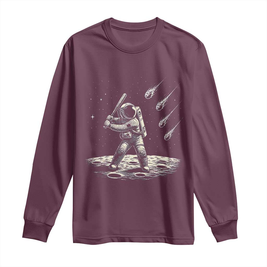 Funny Astronaut Smashing Meteors In Space Long Sleeve Shirt Astronomy Lover Gift