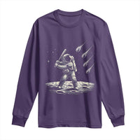 Funny Astronaut Smashing Meteors In Space Long Sleeve Shirt Astronomy Lover Gift