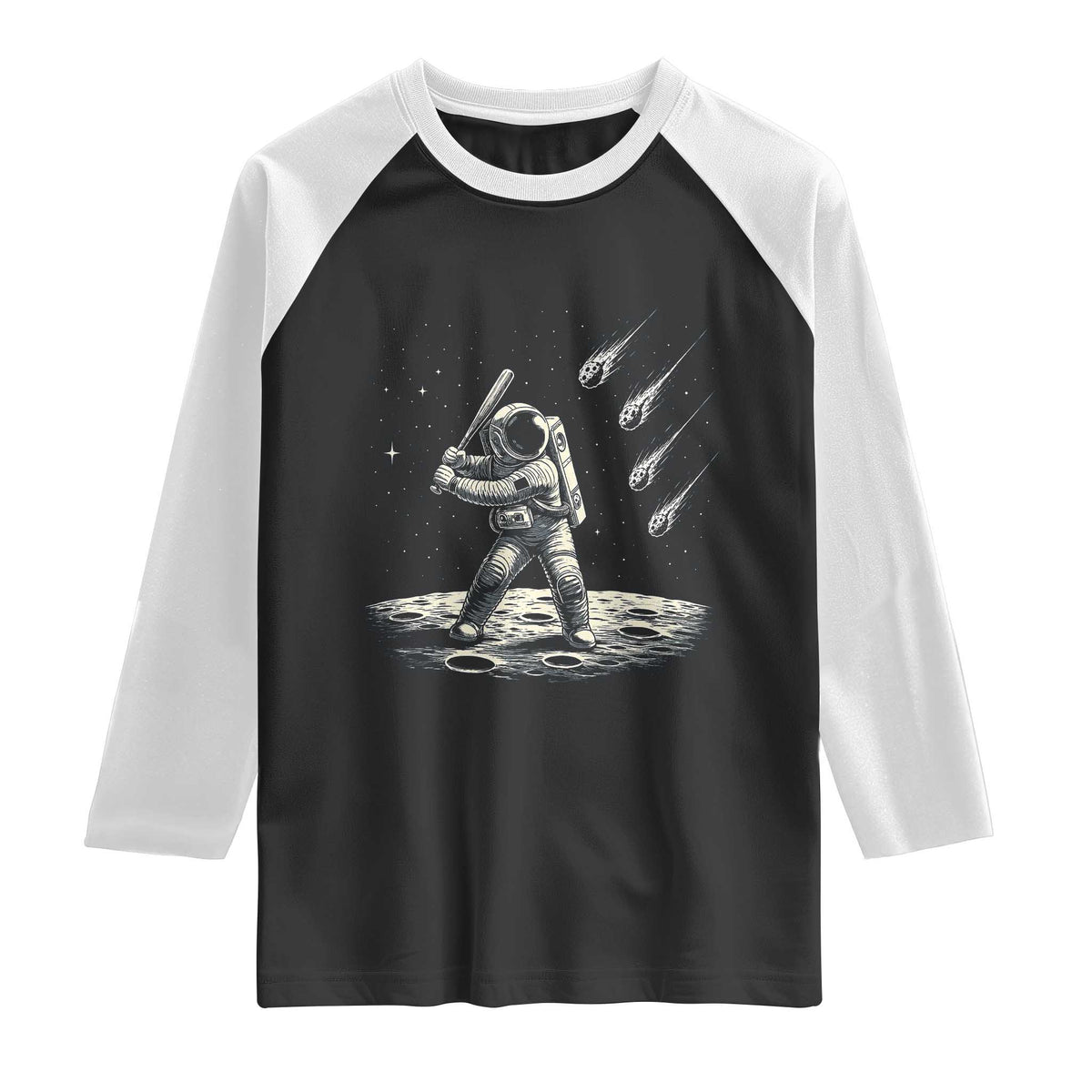 Funny Astronaut Smashing Meteors In Space Raglan Shirt Astronomy Lover Gift