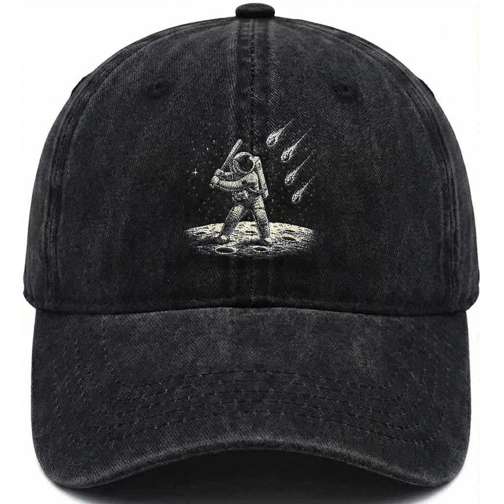 Funny Astronaut Smashing Meteors In Space Washed Cotton Baseball Cap Astronomy Lover Gift