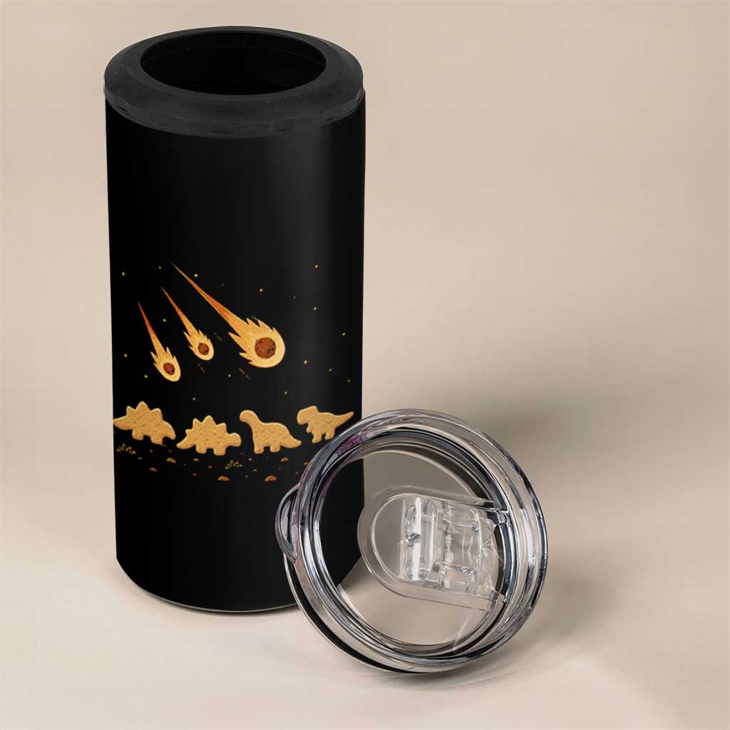 Funny Dino Chicken Nuggets Meteor Shower 4 in 1 Can Cooler Tumbler Food Lover
