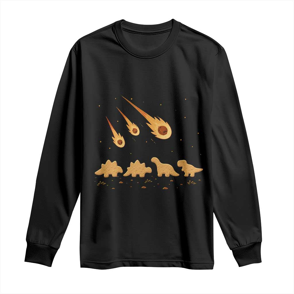 Funny Dino Chicken Nuggets Meteor Shower Long Sleeve Shirt Food Lover