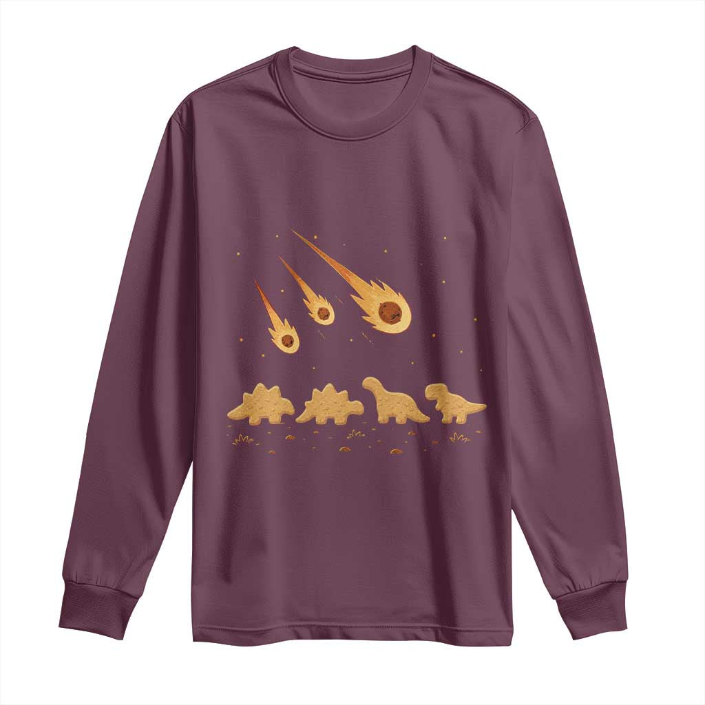 Funny Dino Chicken Nuggets Meteor Shower Long Sleeve Shirt Food Lover