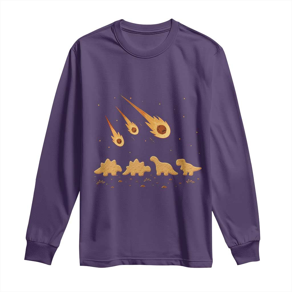 Funny Dino Chicken Nuggets Meteor Shower Long Sleeve Shirt Food Lover
