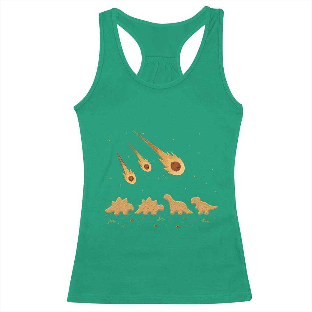 Funny Dino Chicken Nuggets Meteor Shower Racerback Tank Top Food Lover