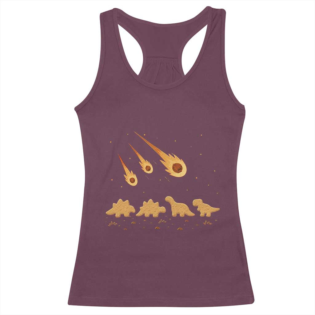 Funny Dino Chicken Nuggets Meteor Shower Racerback Tank Top Food Lover