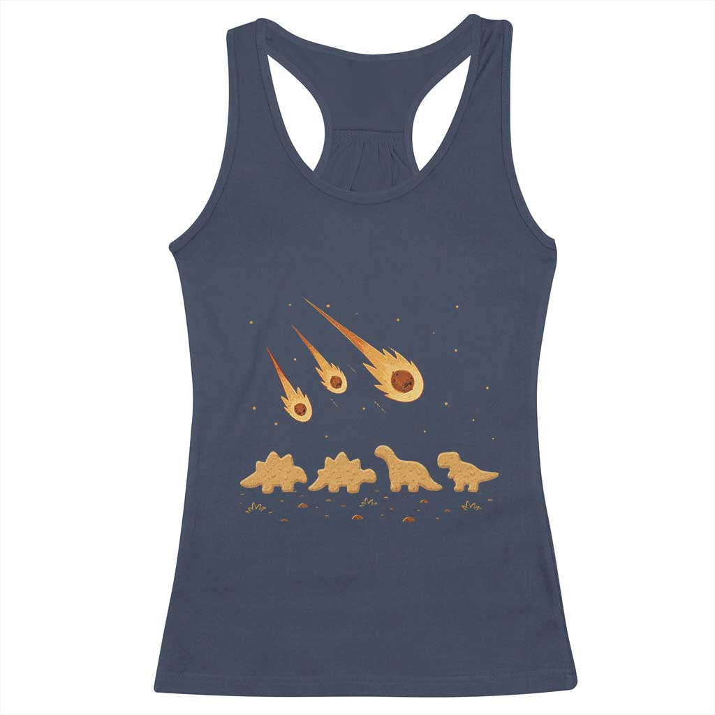 Funny Dino Chicken Nuggets Meteor Shower Racerback Tank Top Food Lover