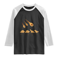 Funny Dino Chicken Nuggets Meteor Shower Raglan Shirt Food Lover