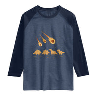 Funny Dino Chicken Nuggets Meteor Shower Raglan Shirt Food Lover