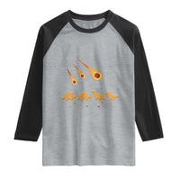 Funny Dino Chicken Nuggets Meteor Shower Raglan Shirt Food Lover