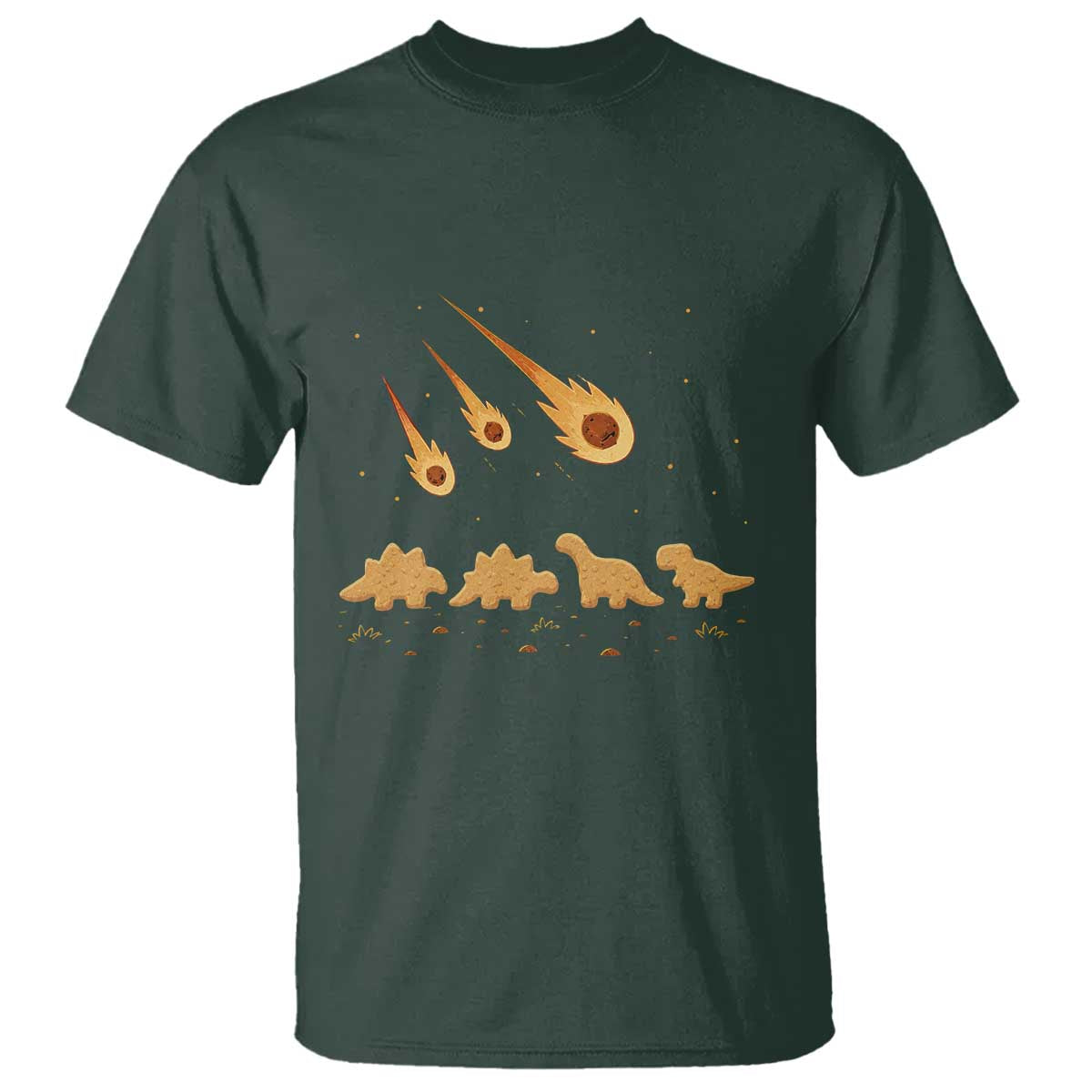 Funny Dino Chicken Nuggets Meteor Shower T Shirt Food Lover