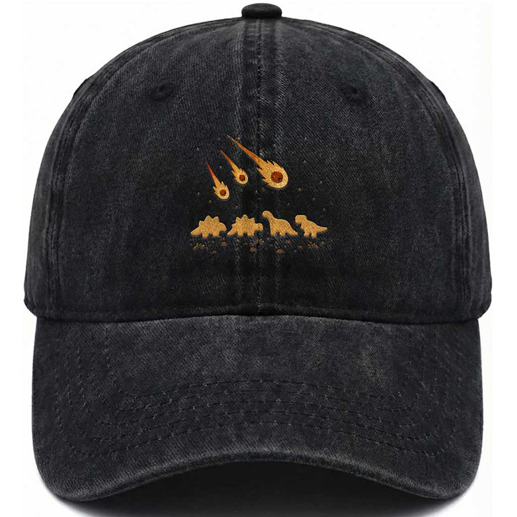 Funny Dino Chicken Nuggets Meteor Shower Washed Cotton Baseball Cap Food Lover