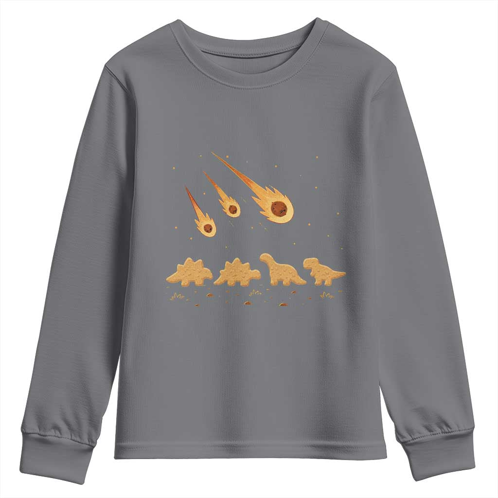 Funny Dino Chicken Nuggets Meteor Shower Youth Sweatshirt Food Lover
