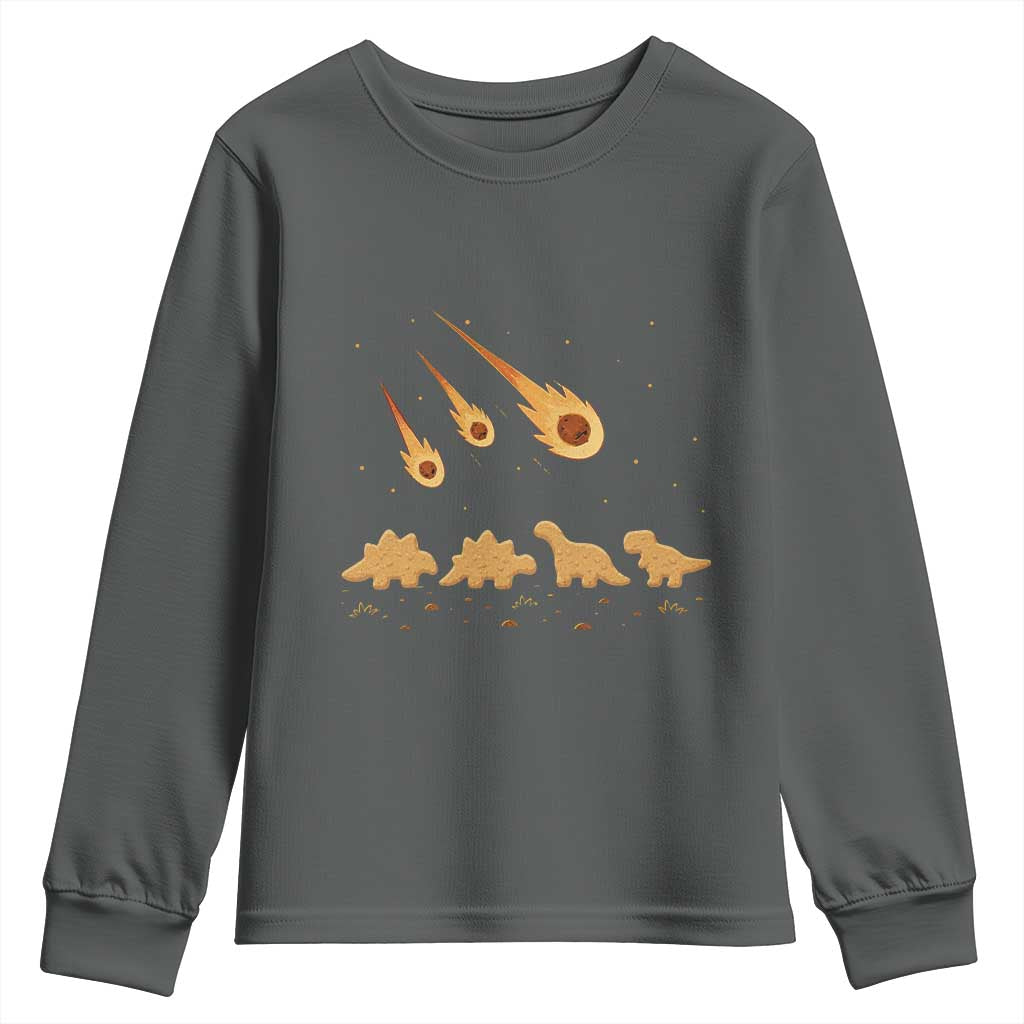 Funny Dino Chicken Nuggets Meteor Shower Youth Sweatshirt Food Lover