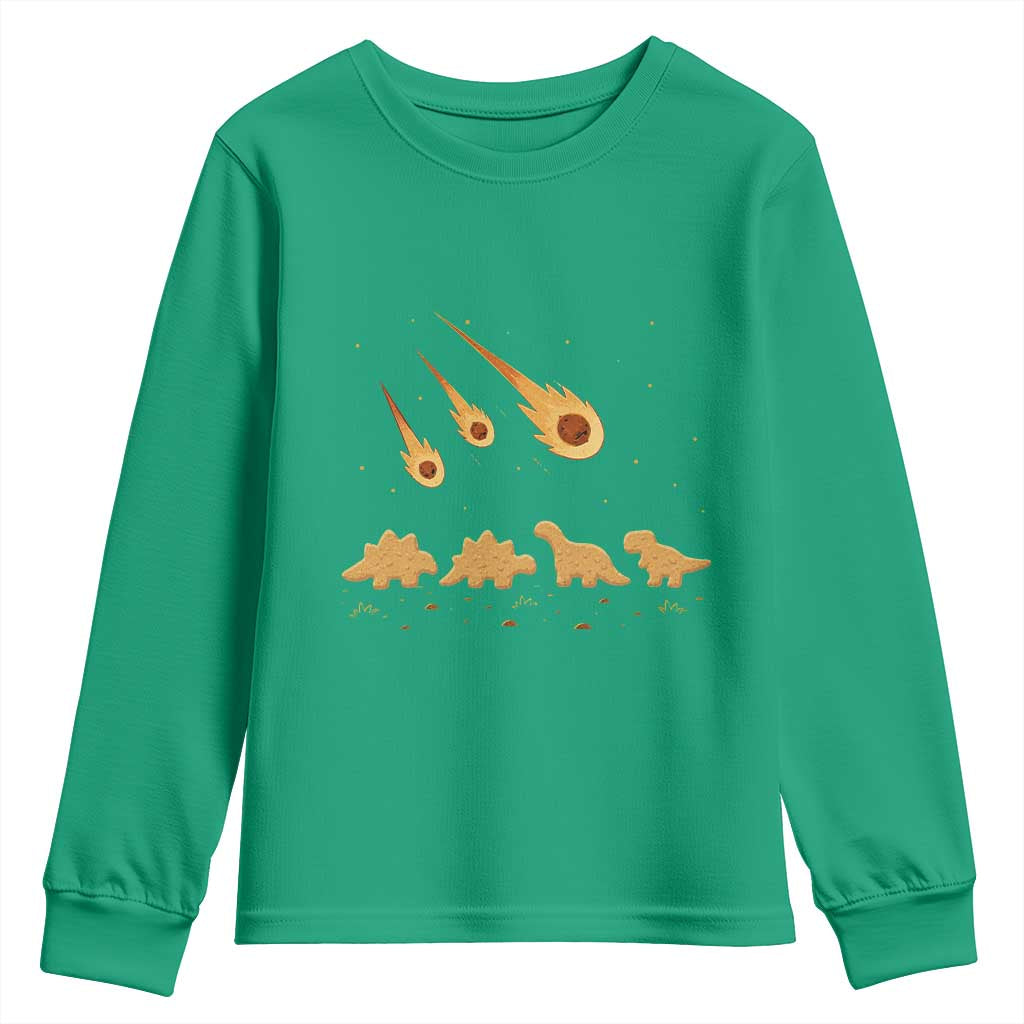 Funny Dino Chicken Nuggets Meteor Shower Youth Sweatshirt Food Lover