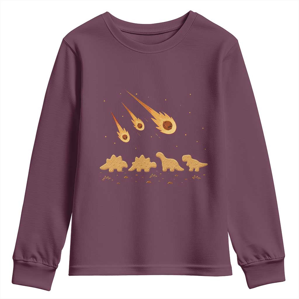 Funny Dino Chicken Nuggets Meteor Shower Youth Sweatshirt Food Lover