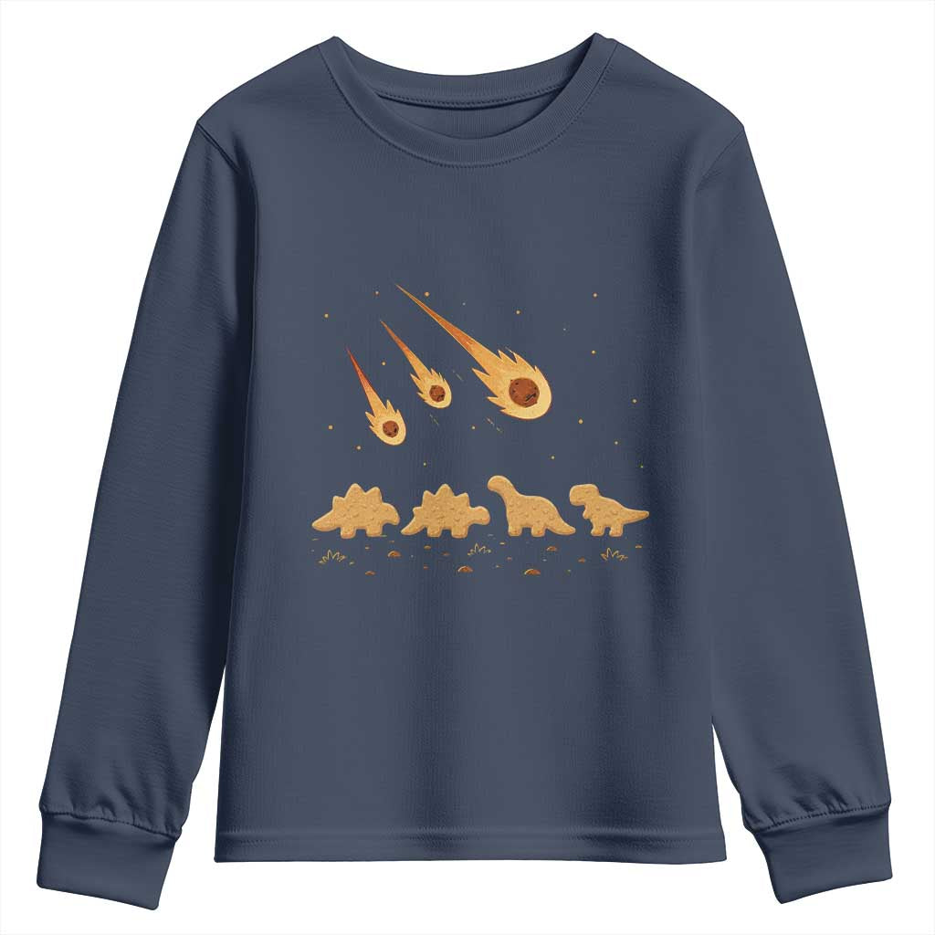 Funny Dino Chicken Nuggets Meteor Shower Youth Sweatshirt Food Lover