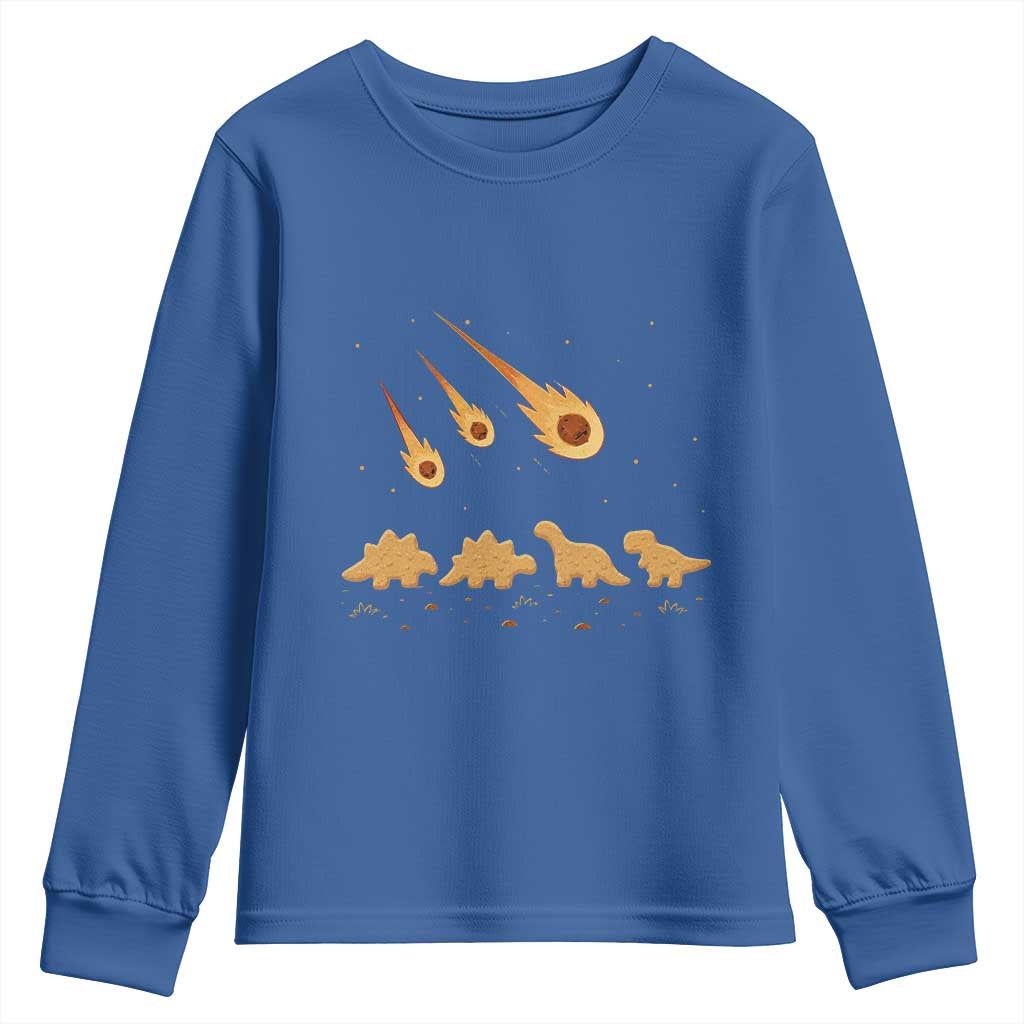Funny Dino Chicken Nuggets Meteor Shower Youth Sweatshirt Food Lover