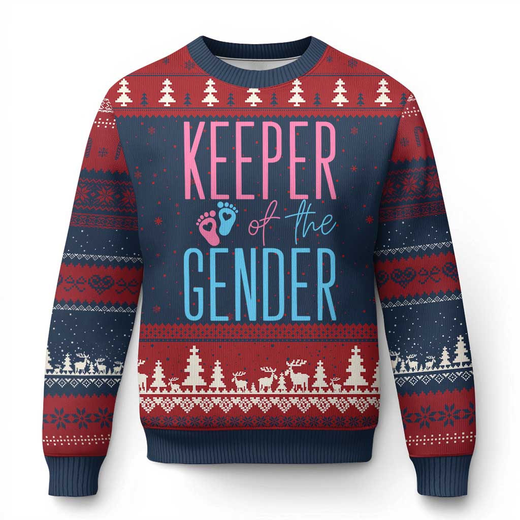 Funny Gender Reveal Party Ugly Christmas Sweater Keeper Of The Gender