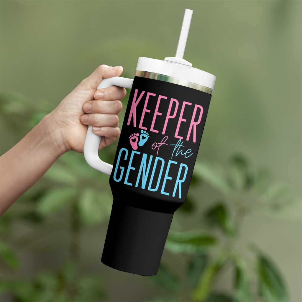 Funny Gender Reveal Party Tumbler With Handle Keeper Of The Gender