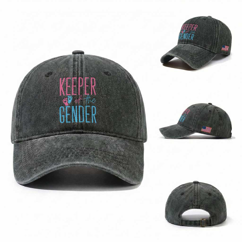 Funny Gender Reveal Party Washed Cotton Baseball Cap Keeper Of The Gender