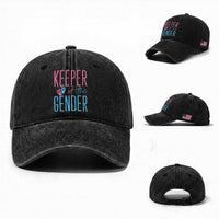 Funny Gender Reveal Party Washed Cotton Baseball Cap Keeper Of The Gender