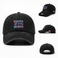 Funny Pregnancy Announcement Washed Cotton Baseball Cap Keeper Of The Gender