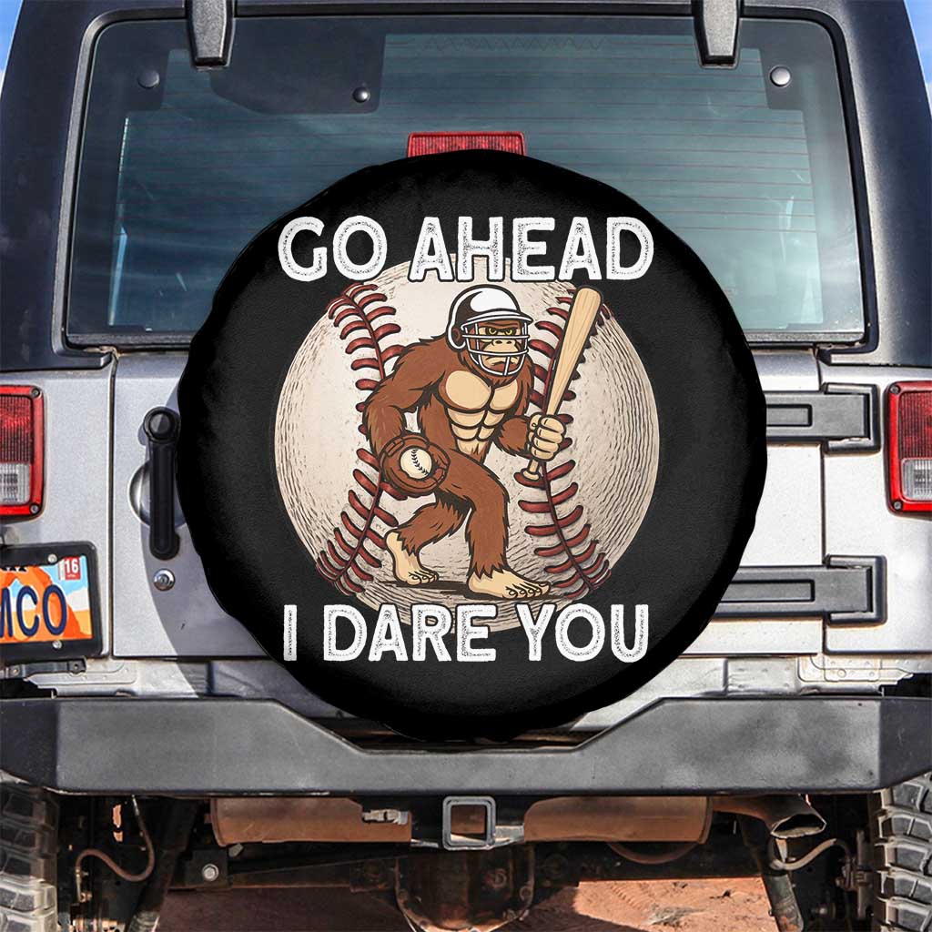 Funny Bigfoot Baseball Catcher Spare Tire Cover Go Ahead I Dare You Gift - Wonder Print Shop