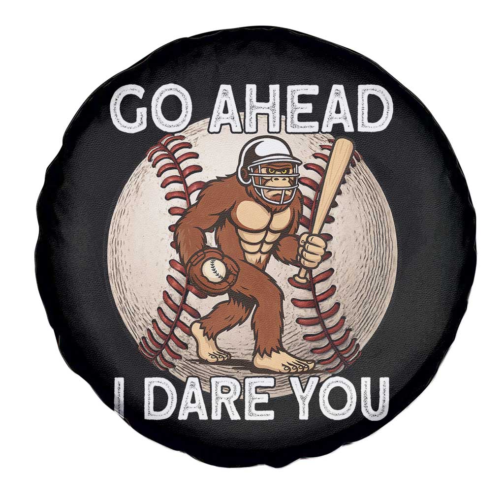 Funny Bigfoot Baseball Catcher Spare Tire Cover Go Ahead I Dare You Gift - Wonder Print Shop