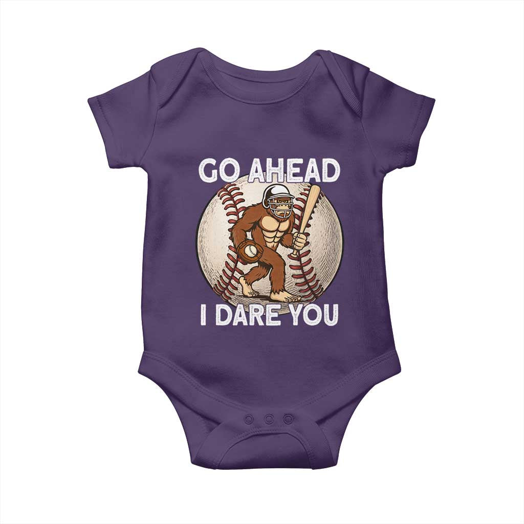 Funny Bigfoot Baseball Catcher Baby Onesie Go Ahead I Dare You Gift - Wonder Print Shop