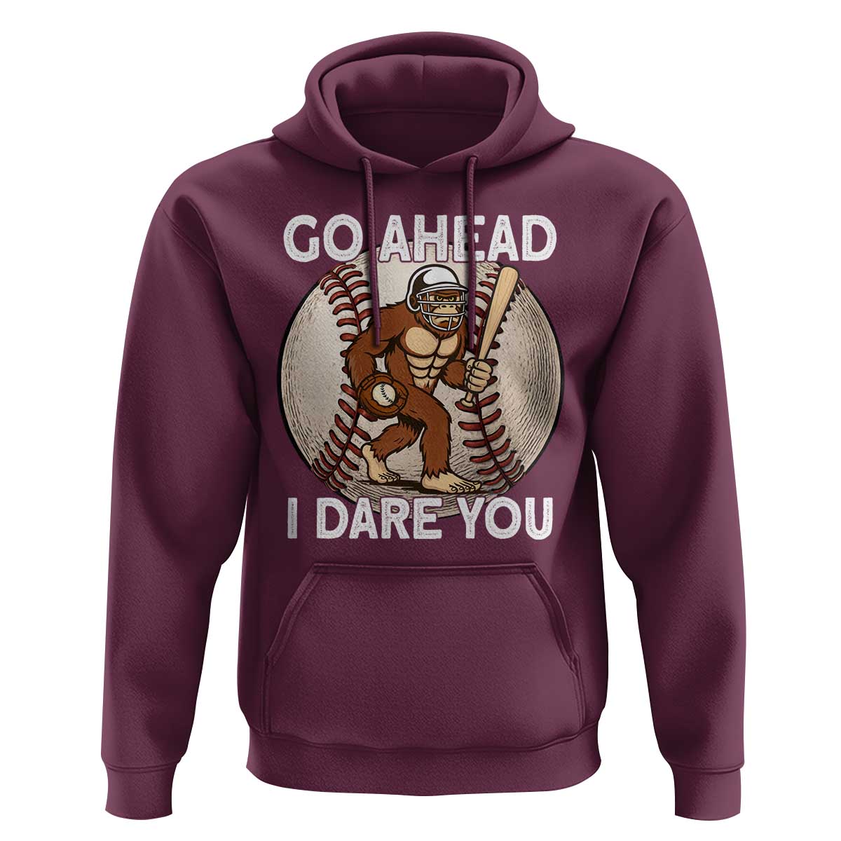 Funny Bigfoot Baseball Catcher Hoodie Go Ahead I Dare You Gift - Wonder Print Shop