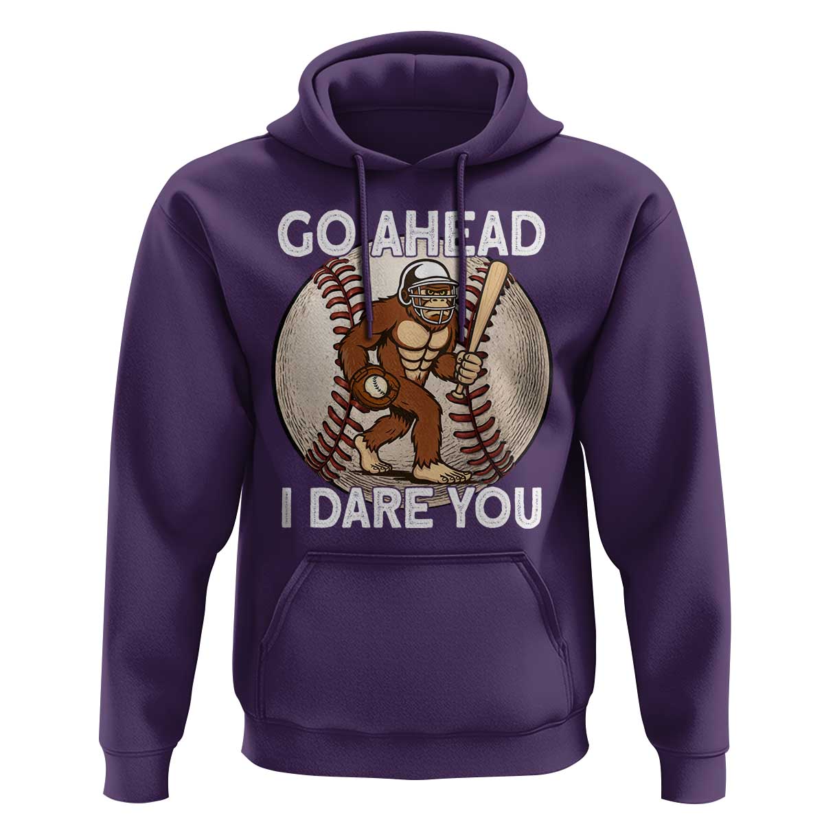 Funny Bigfoot Baseball Catcher Hoodie Go Ahead I Dare You Gift - Wonder Print Shop