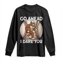 Funny Bigfoot Baseball Catcher Long Sleeve Shirt Go Ahead I Dare You Gift - Wonder Print Shop