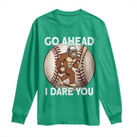 Funny Bigfoot Baseball Catcher Long Sleeve Shirt Go Ahead I Dare You Gift - Wonder Print Shop