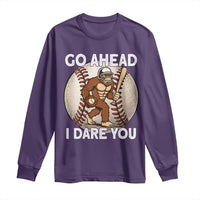 Funny Bigfoot Baseball Catcher Long Sleeve Shirt Go Ahead I Dare You Gift - Wonder Print Shop