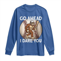 Funny Bigfoot Baseball Catcher Long Sleeve Shirt Go Ahead I Dare You Gift - Wonder Print Shop