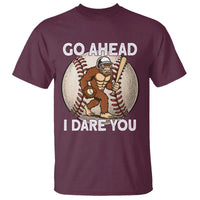 Funny Bigfoot Baseball Catcher T Shirt Go Ahead I Dare You Gift - Wonder Print Shop