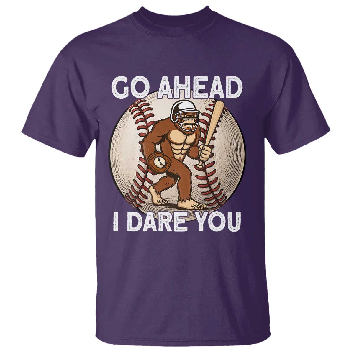 Funny Bigfoot Baseball Catcher T Shirt Go Ahead I Dare You Gift - Wonder Print Shop