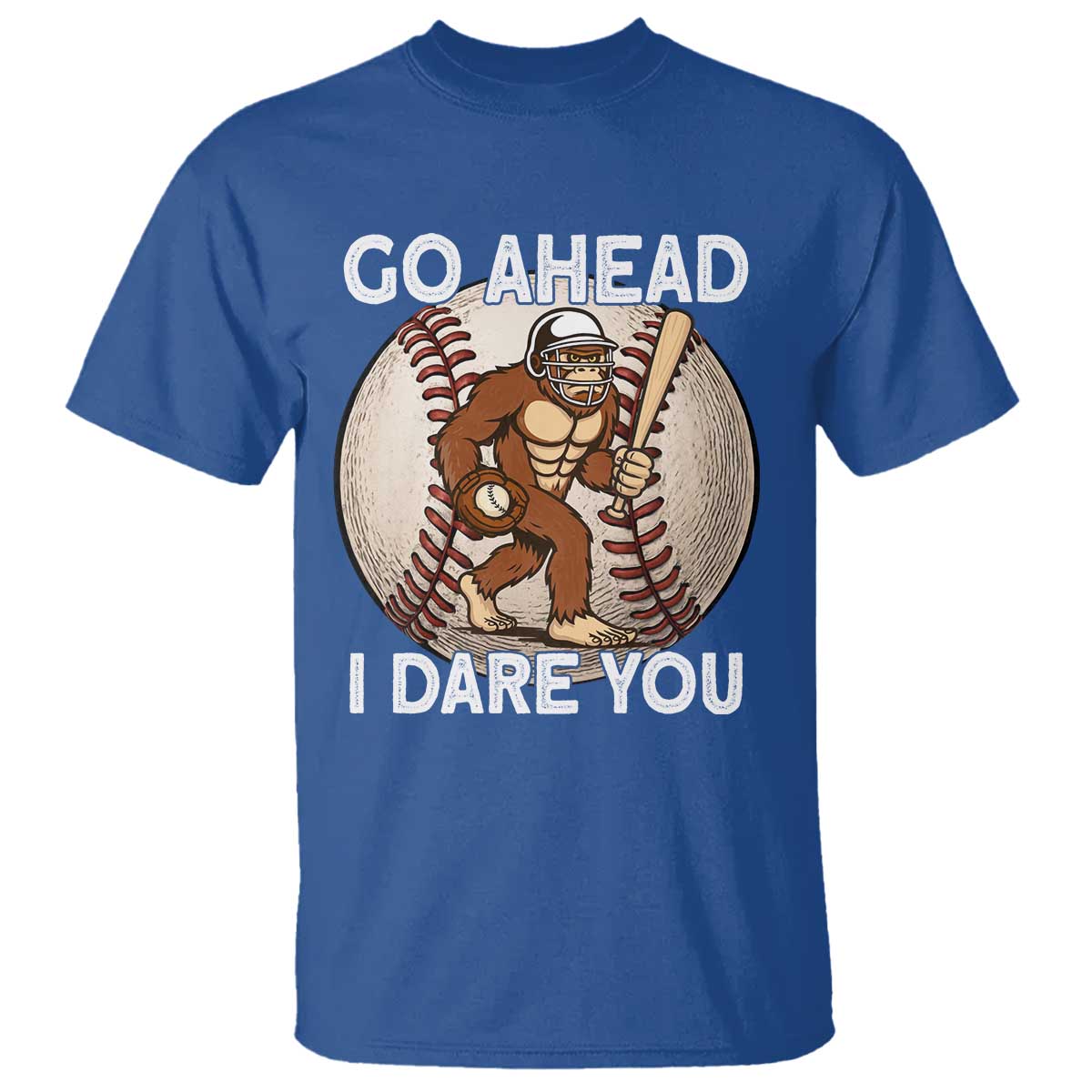 Funny Bigfoot Baseball Catcher T Shirt Go Ahead I Dare You Gift - Wonder Print Shop