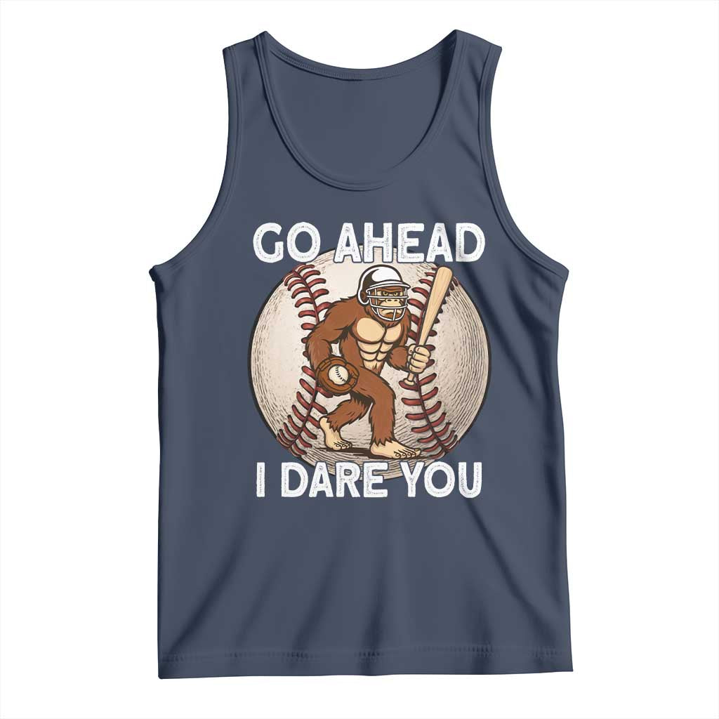 Funny Bigfoot Baseball Catcher Tank Top Go Ahead I Dare You Gift - Wonder Print Shop