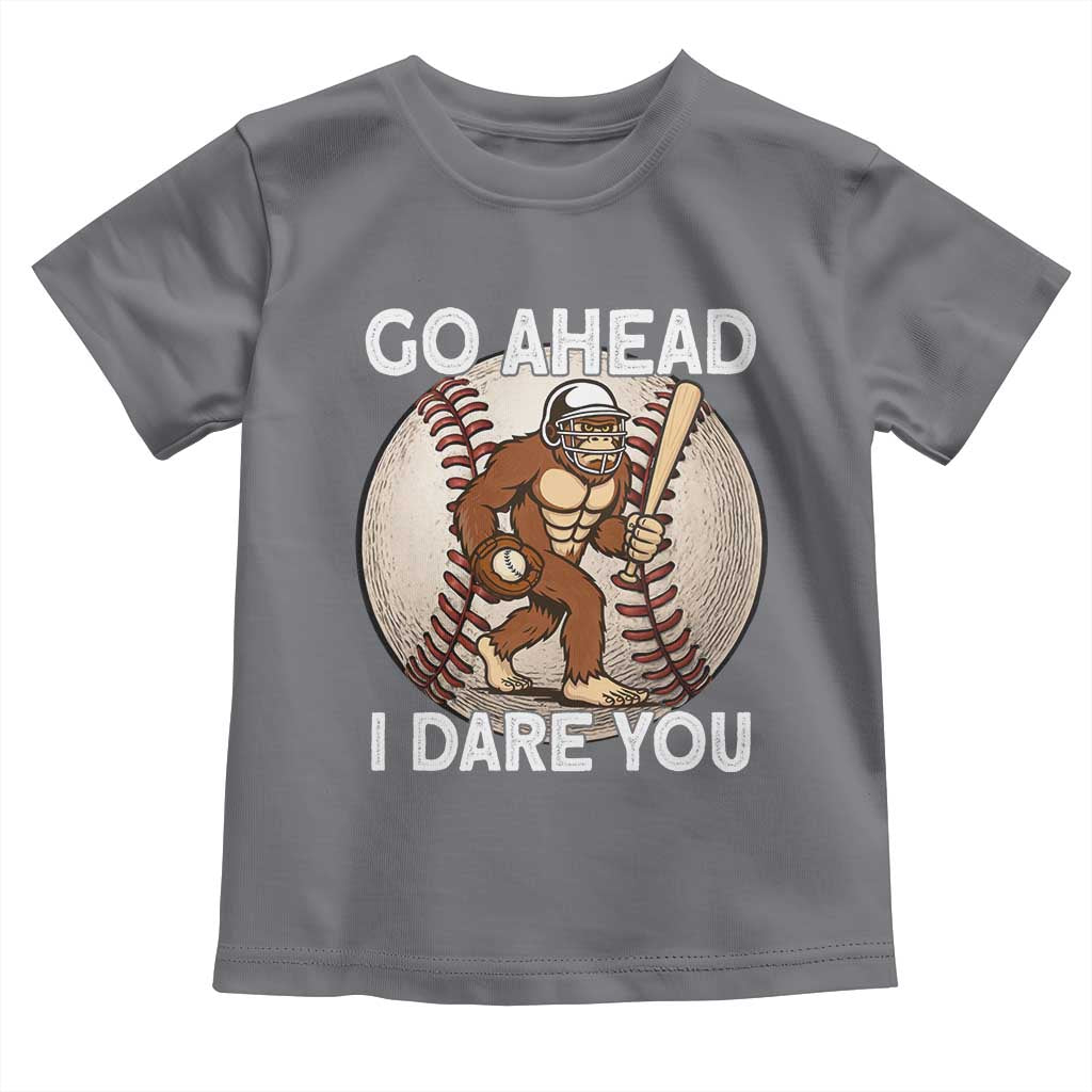 Funny Bigfoot Baseball Catcher Toddler T Shirt Go Ahead I Dare You Gift - Wonder Print Shop